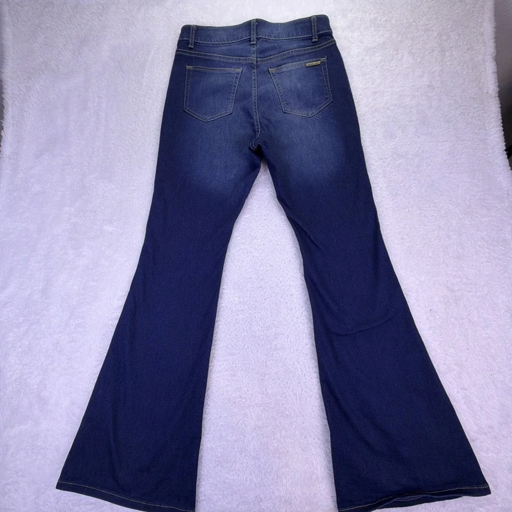 Michael Kors Women 10 (30x32) Jeans Flare High Rise Dark Blue Denim Stretch